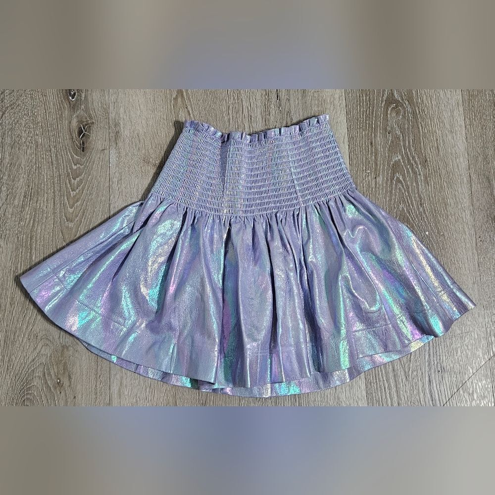 NWOT Queen of Sparkles SILVER HOLOGRAPHIC SWING SHORTS SIZE XS
